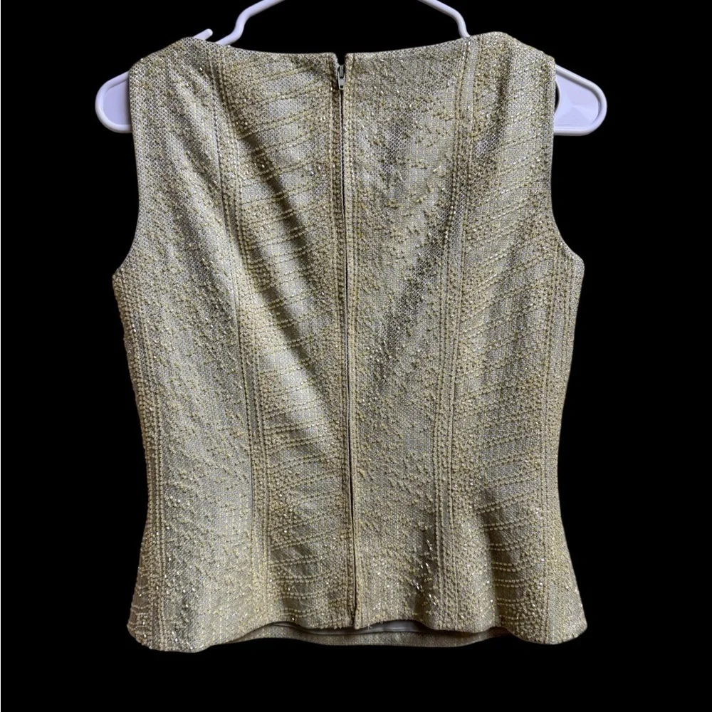 Carmen Marc Valvo Signature Sleeveless Metallic Brocade Top Size 4 - Picture 2 of 6